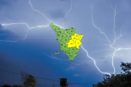 Piogge e temporali, sabato 27 codice giallo nelle zone interne della Toscana orientale