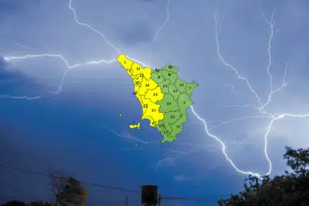 Codice giallo in parte della Toscana per pioggia e temporali giovedì 10 novembre