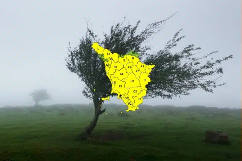 Toscana, codice giallo per vento per martedì 28 febbraio