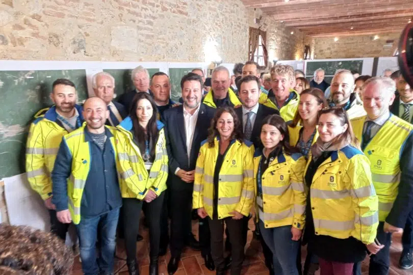 Il ministro Salvini in visita al cantiere del lotto 9