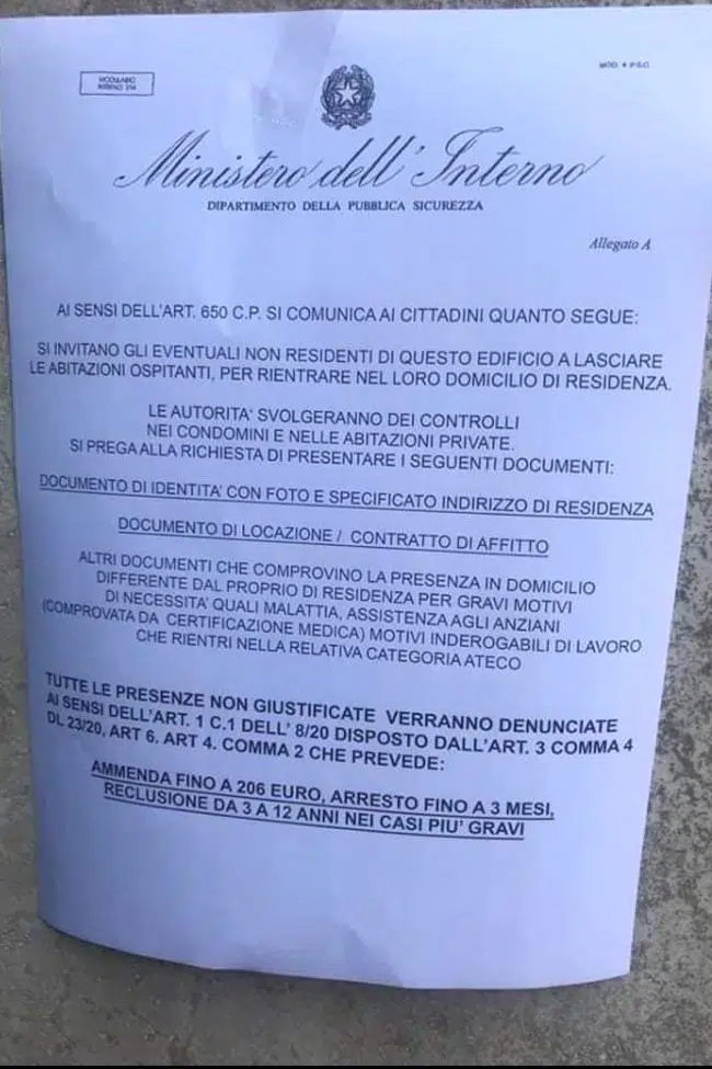 Falso volantino Ministero dell'Interno
