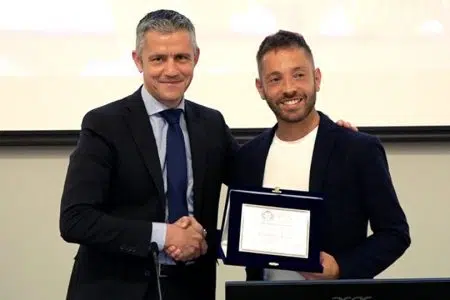 Il campione italiano di tennis per trapiantati Francesco Fiore testimonial della donazione di organi dell’Aou Senese Antonio Barretta e Francesco Fiore