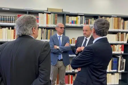 Montalcino, inaugurato l’Ufficio di prossimità Stefano Ciuoffo e Silvio Franceschelli all'inaugurazione dell'Ufficio di prossimità di Montalcino