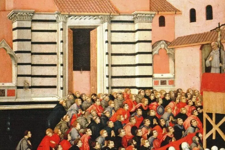 Sano di Pietro, predica San Bernardino