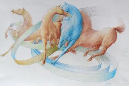 “A cavallo!”, a Palazzo Sansedoni mostra di Roberto di Jullo Opera con cavalli della mostra "A cavallo" di Roberto di Jullo