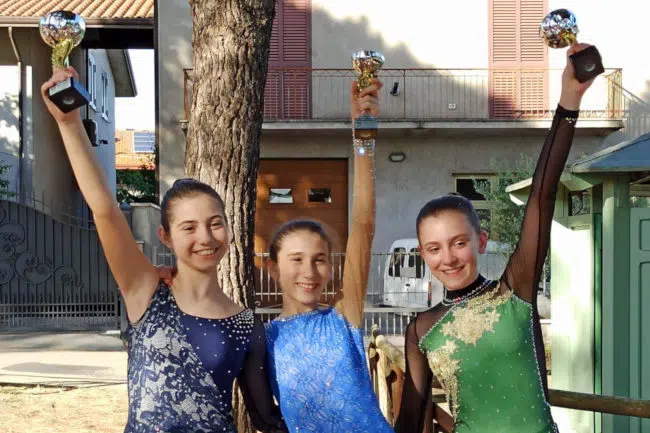 Le atlete del Pattinaggio Artistico Mens Sana sul podio del Trofeo interregionale ”Verde Umbria”