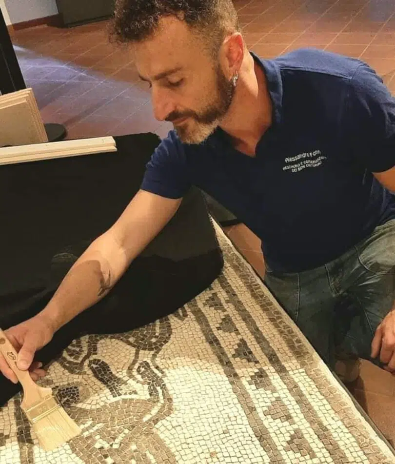 Chiusi: mosaico della Violella. restauro