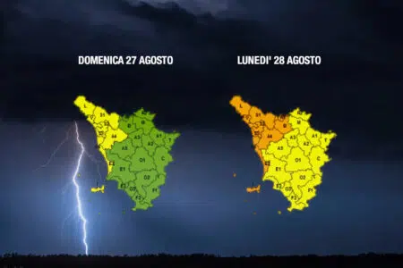 In arrivo temporali e nubifragi, allerta meteo arancione e gialla in Toscana Allerta meteo Toscana 27 agosto 2023