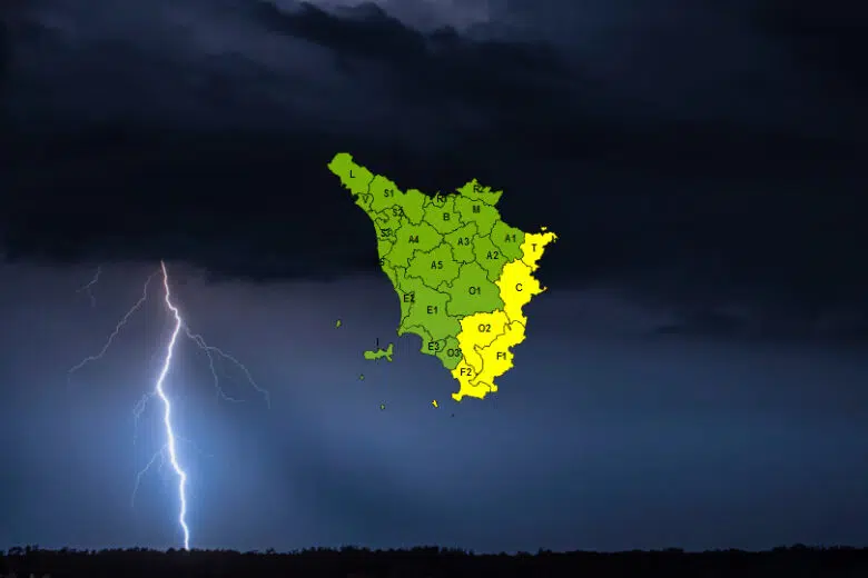 Maltempo, codice giallo in parte della Toscana per temporali forti e rischio idrogeologico Maltempo, codice giallo temporali in Toscana