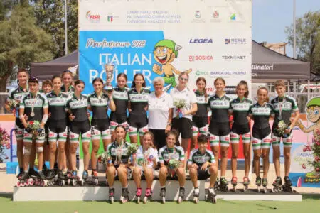Mens Sana Pattinaggio Corsa trionfa ai Campionati italiani pista Mens Sana Pattinaggio Corsa, gruppo atleti Campionati italiani pista