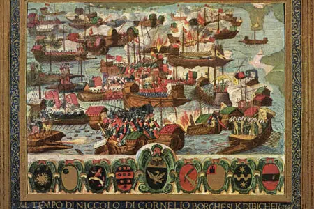 Siena, dentro le Biccherne con la realtà virtuale La biccherna dedicata alla vittoria navale di Lepanto