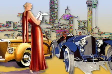 L’eleganza dell’auto nella bellezza di Siena Manifesto l'eleganza dell'auto nella bellezza a Siena