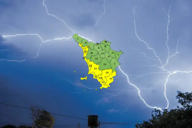Codice giallo per temporale in Toscana