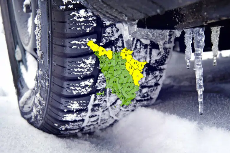Allerta codice giallo per ghiaccio in parte della Toscana Allerta meteo per ghiaccio in Tonscana, automobile