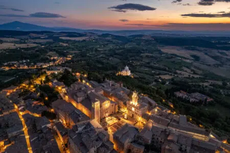 Montepulciano, veduta al tramonto sulla Valdichiana