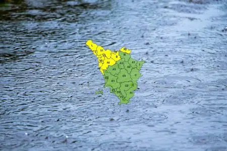 Allerta meteo di codice giallo per pioggia in Toscana