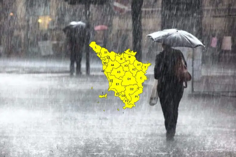 Allerta meteo di codice giallo per rischio idrogeologico in tutta la Toscana Allerta meteo codice giallo per pioggia in Toscana