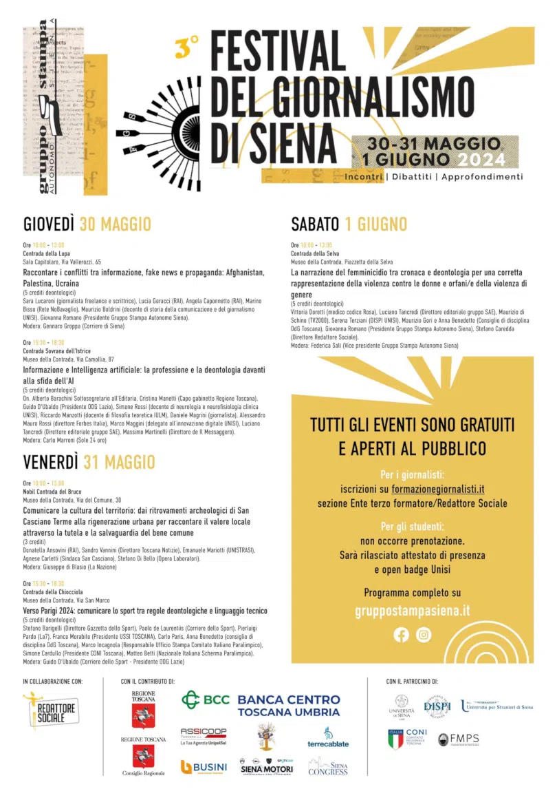 Festival del Giornalismo di Siena, programma