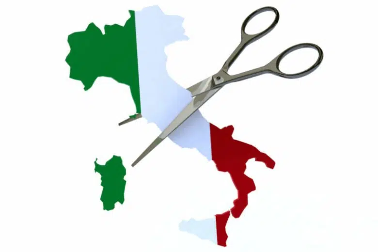 Italia tagliata con le forbici, illustrazione