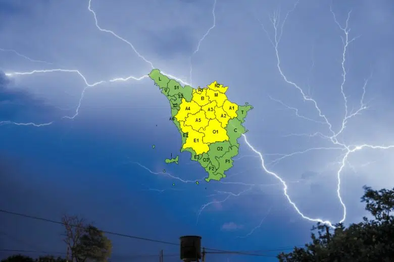 Codice giallo per temporali sulla Toscana centrale