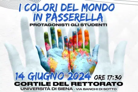 Studenti dell’Università di Siena a sostegno della ricerca sulle malattie del sangue I colori del mondo in passerella, ricerca malattie del sangue Siena, locandina