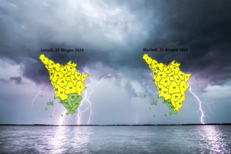 Maltempo, ancora codice giallo per forti temporali su gran parte della Toscana Maltempo, termporali in Toscana