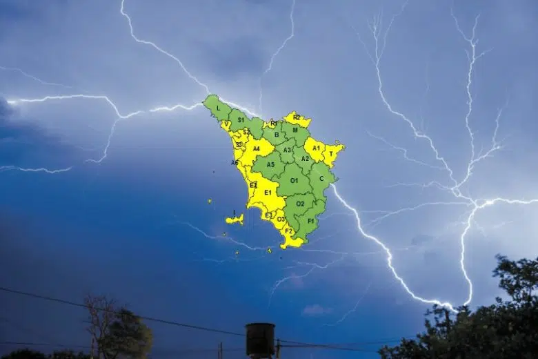 Codice giallo per temporali forti su costa e Appennino della Toscana Codice giallo per temporali in Toscana