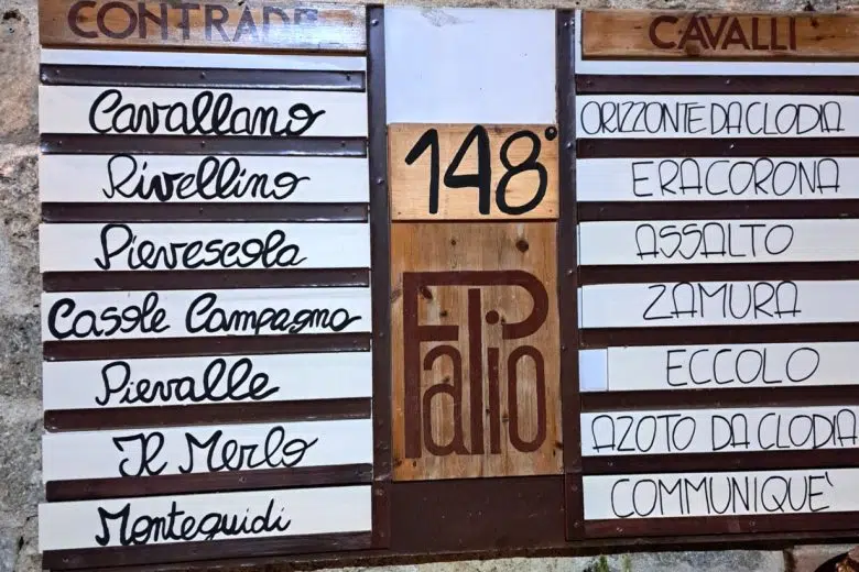Palio di Casole d'Elsa, abbinamento contrade e cavalli
