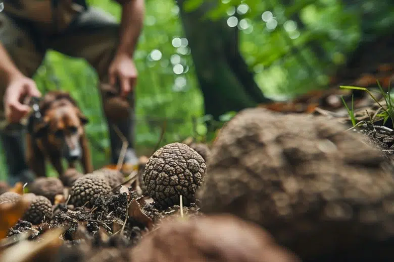 A Castelnuovo la prima edizione della “Sagra del nero estivo” Tartufo nero estivo o scorzone, cane da tartufi nel bosco