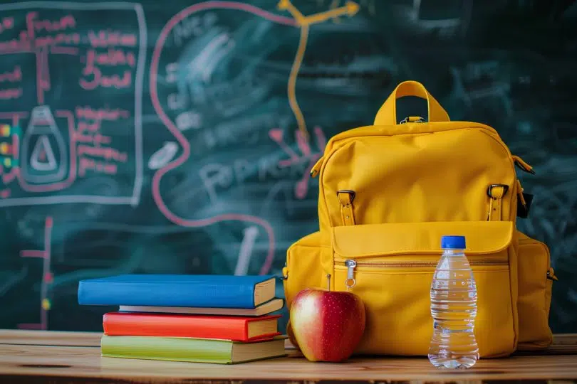 Pacchetto scuola, lavagna, libri, zaino