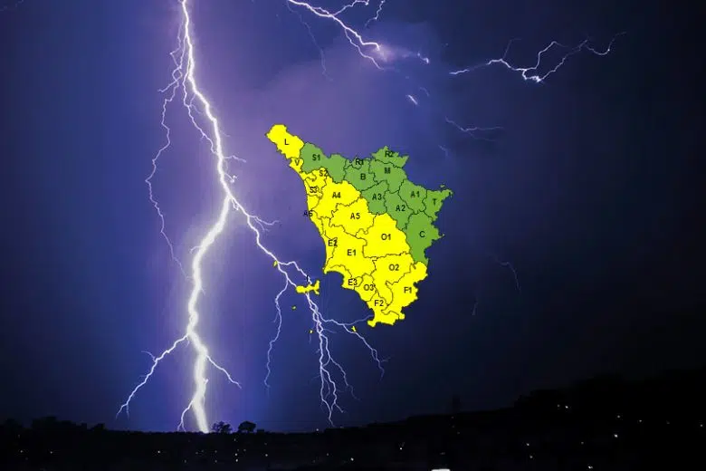 Pioggia e temporali, codice giallo su parte della Toscana Temporale, allerta meteo Toscana