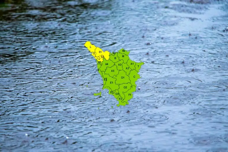 Maltempo per pioggia, allerta meteo di codice giallo sulla Toscana nord occidentale Allerta meteo di codice giallo per pioggia in Toscana