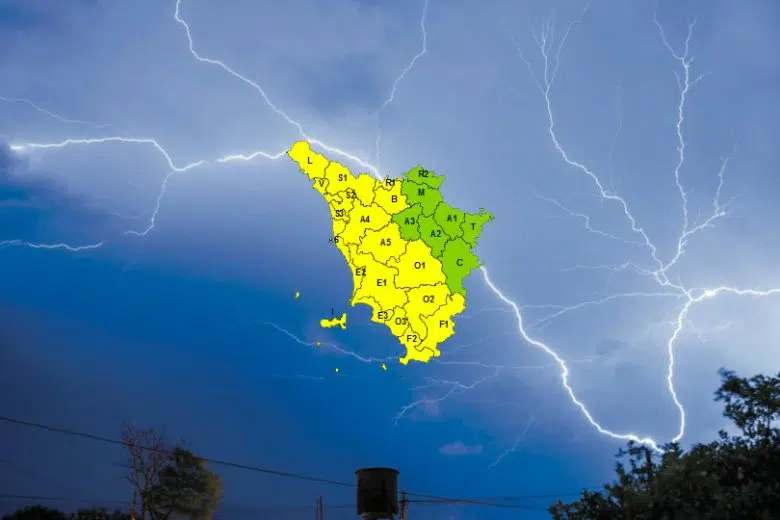 Allerta meteo di codice giallo in Toscana per temporali