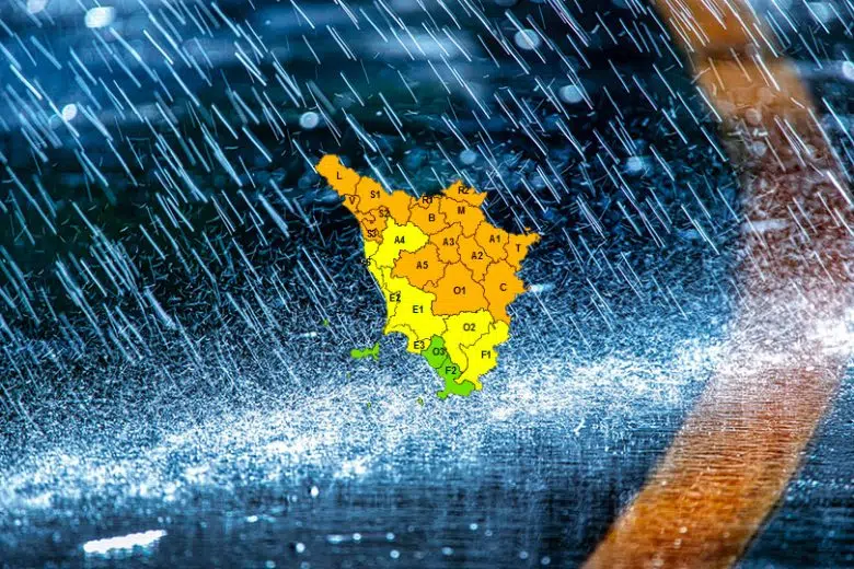 Pioggia e vento in arrivo, allerta meteo arancione su gran parte della Toscana Allerta meteo arancione in Toscana