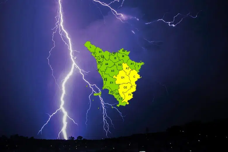 Maltempo, codice giallo per temporali fino alle 22 nel centro-sud della Toscana Codice giallo per temporale in Toscana
