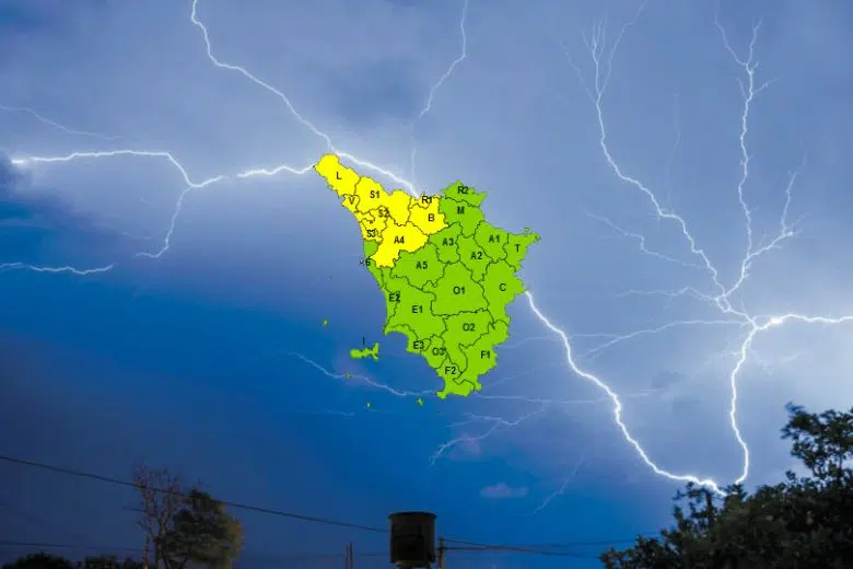 Codice giallo per temporali nel nord della Toscana