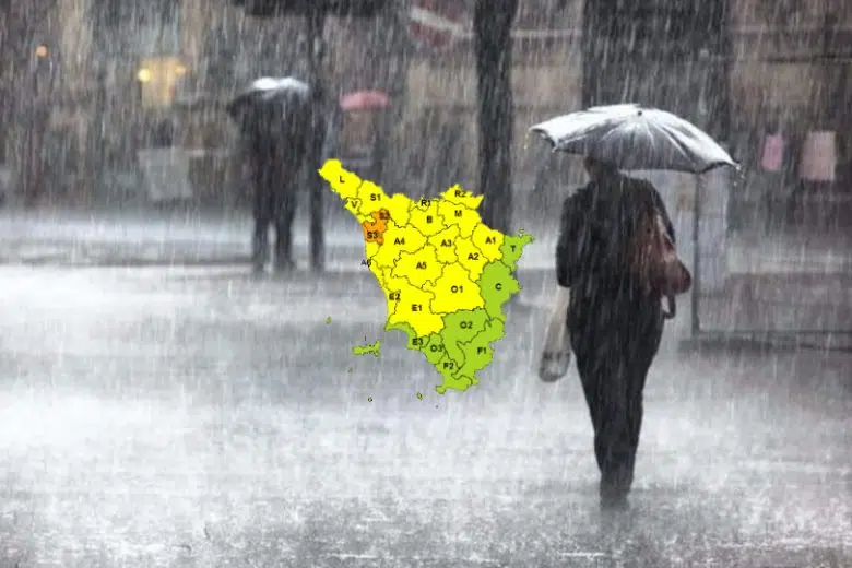 Allerta meteo gialla per pioggia in Toscana, arancione sui monti pisani Allerta meteo pioggia in Toscana