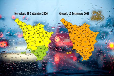 Temporali forti: codice arancione giovedì 10 settembre in Toscana