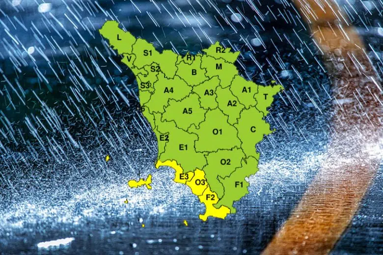 Pioggia e temporali, codice giallo su arcipelago e costa sud della Toscana Pioggia, allerta meteo Toscana